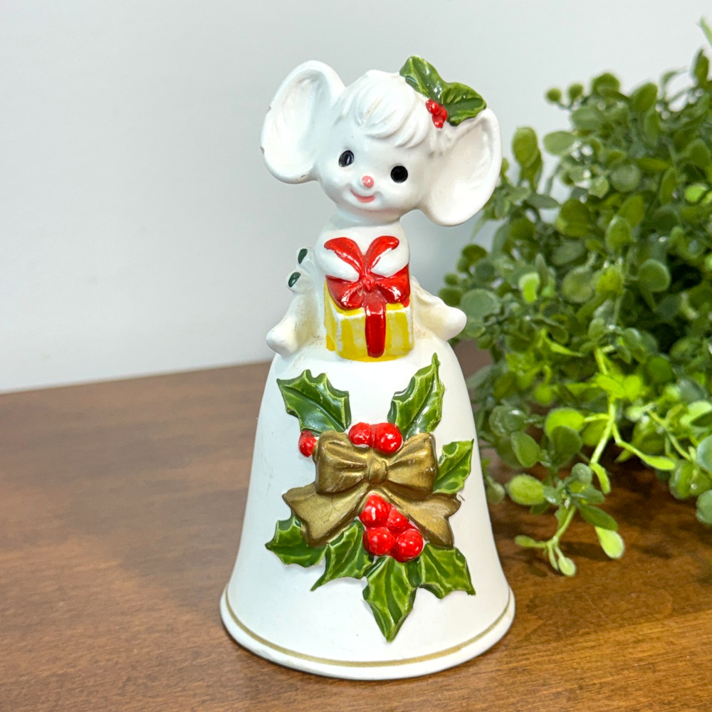 Vintage Napcoware Mouse Bell Figurine X-9598 Napco Japan Christmas